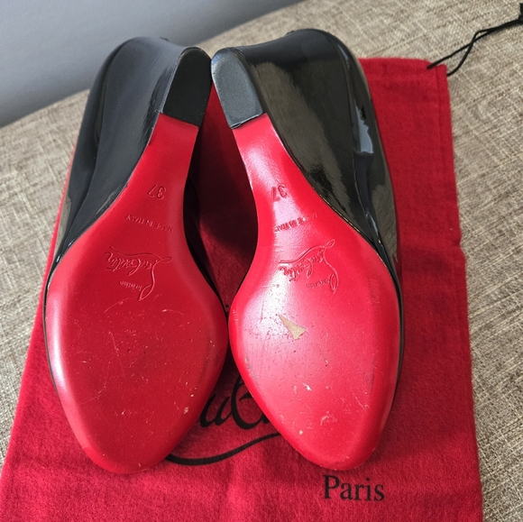Christian Louboutin RonRon Wedges (blk, sz 37) - Picture 4 of 10
